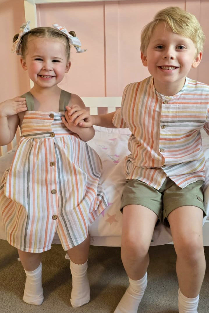 Calamaro "Harper" Orange Striped Dress | Millie and John