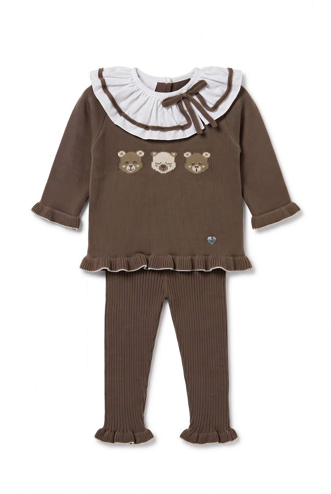 "Henrietta" Chocolate Brown Teddy Bear Knitted Top &amp; Leggings