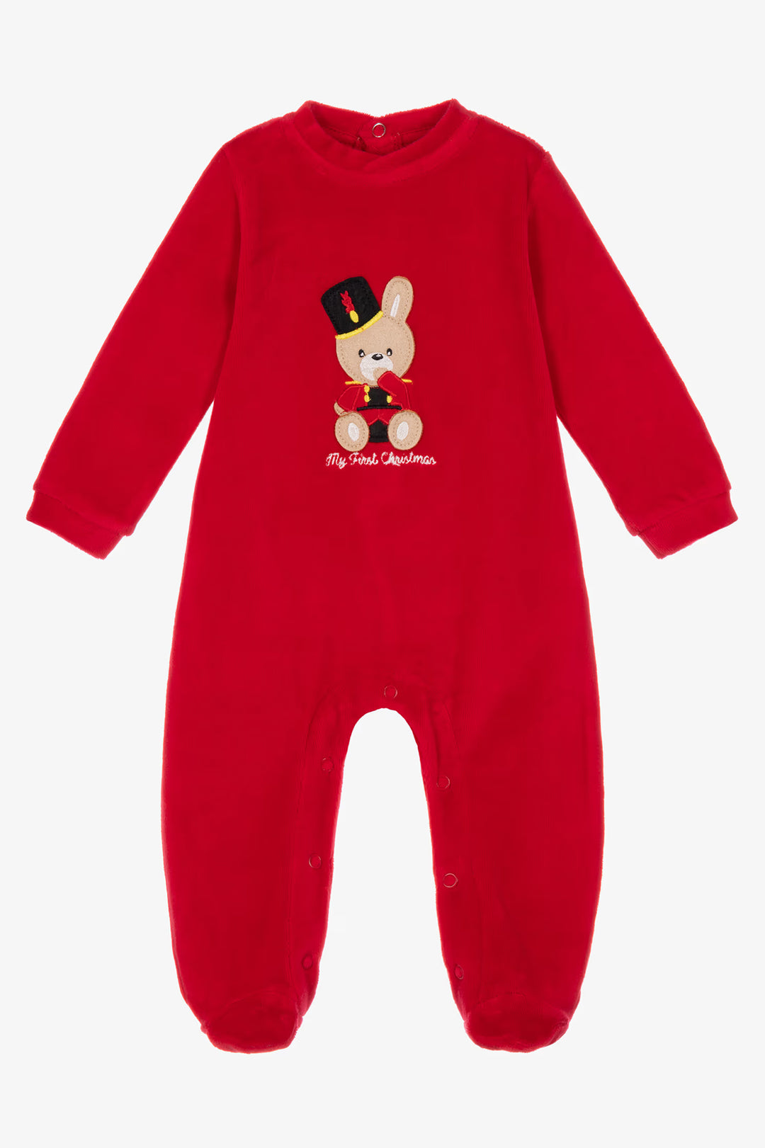 "Winston" Red My First Christmas Velour Sleepsuit