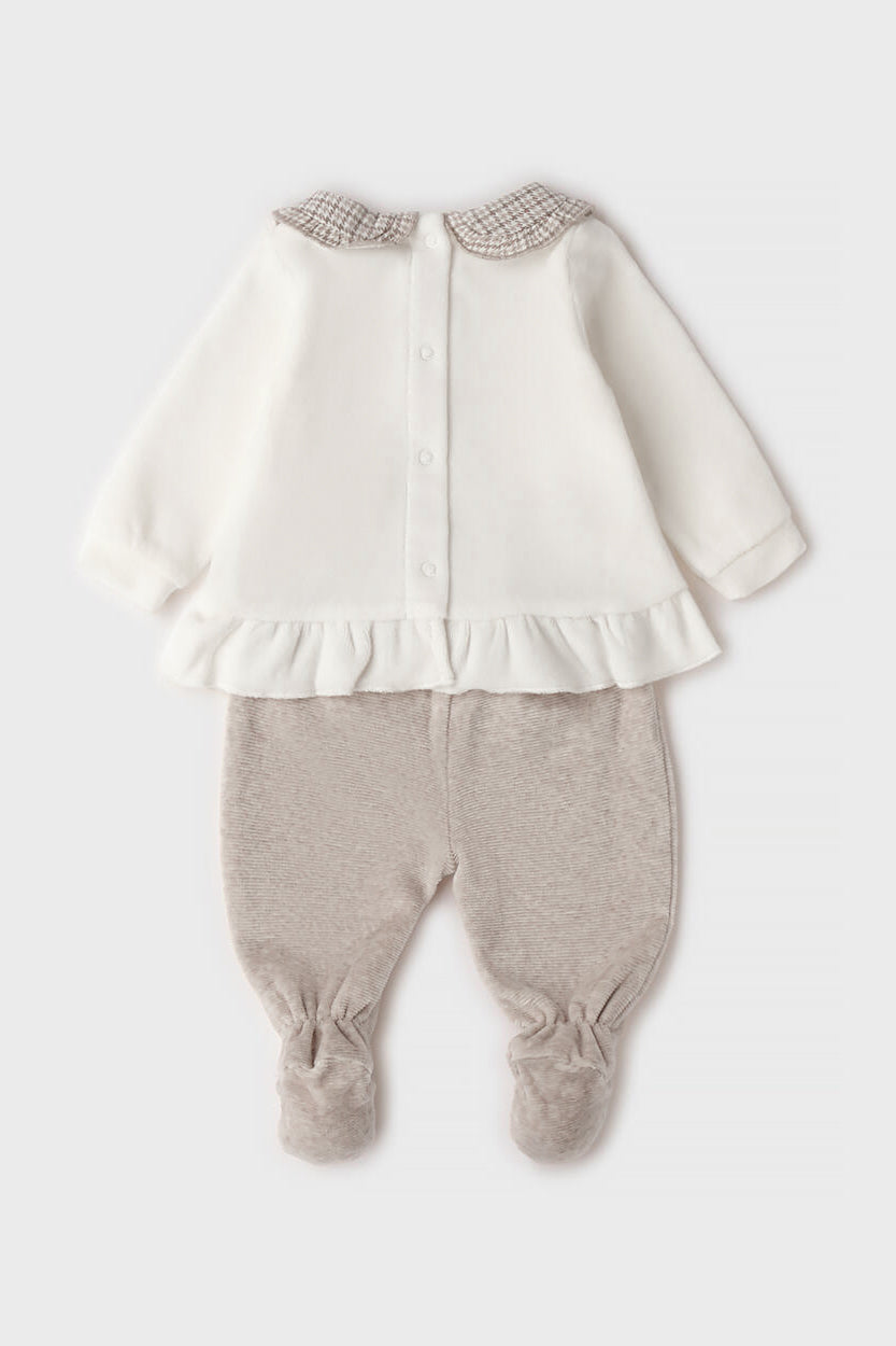 "Cecilia" Ivory &amp; Beige Teddy Bear Velour Top &amp; Leggings