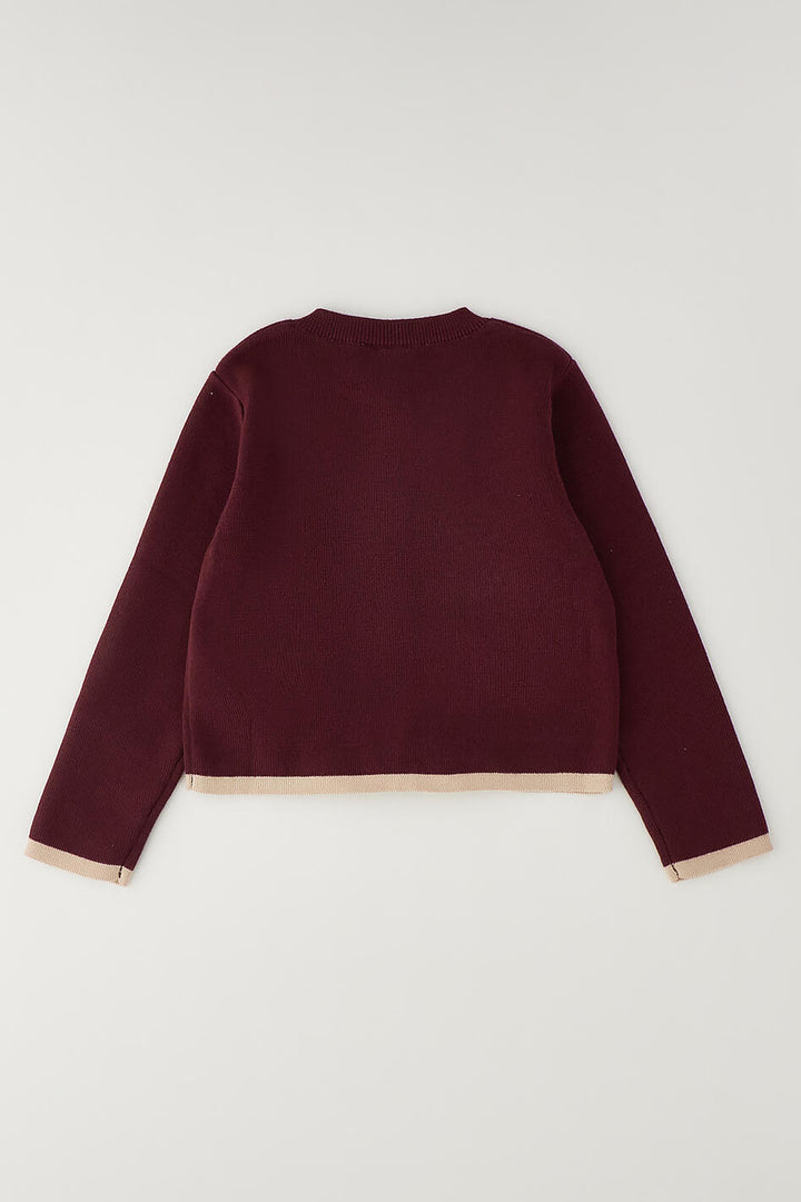"Primrose" Burgundy &amp; Camel Cardigan