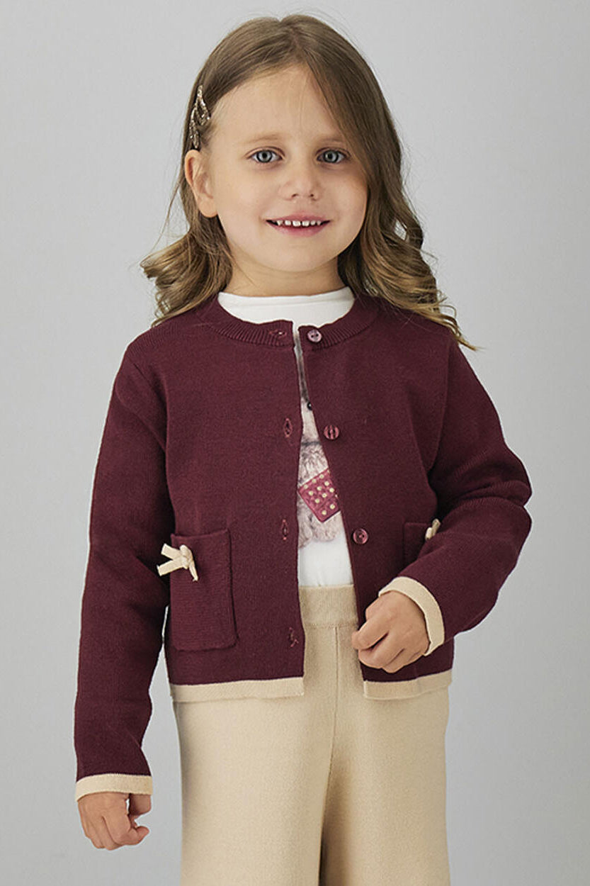 "Primrose" Burgundy &amp; Camel Cardigan