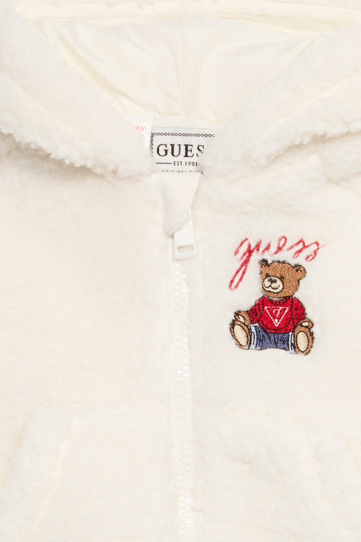 "Noa" Ivory Sherpa Hooded Jacket