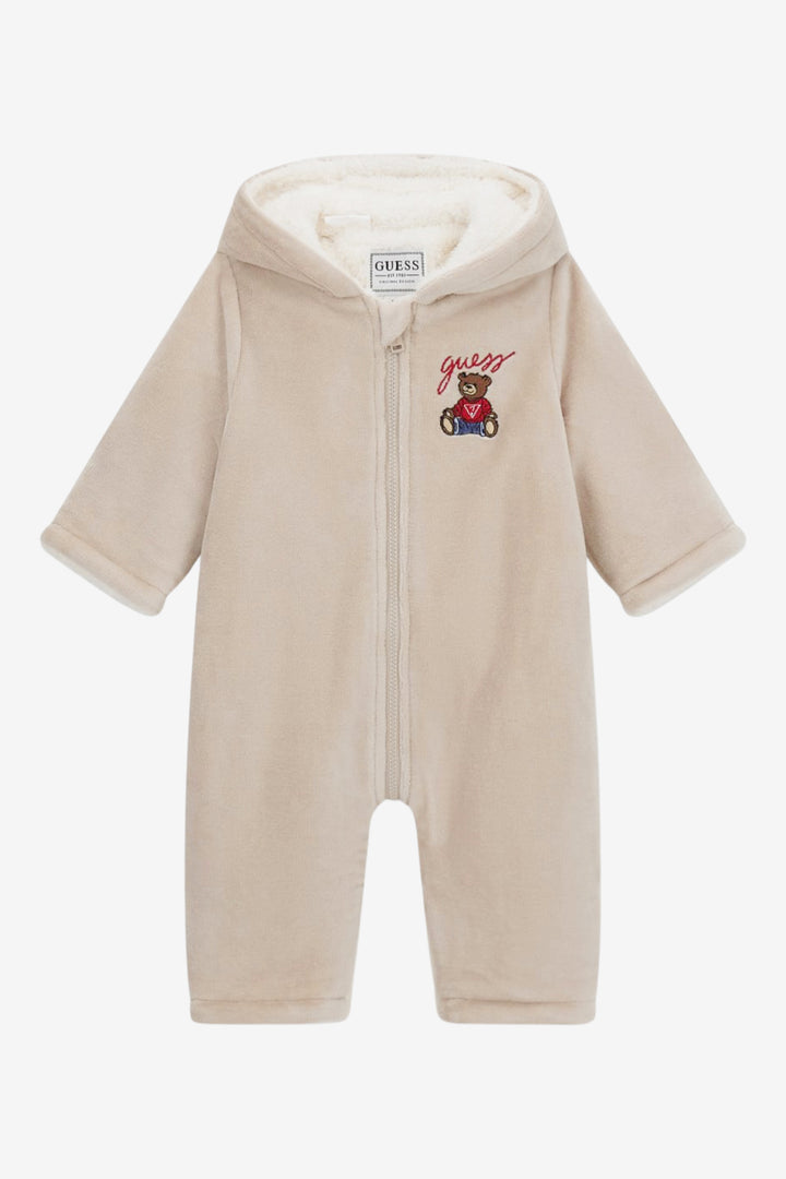 "Carey" Beige Velour Teddy Pramsuit