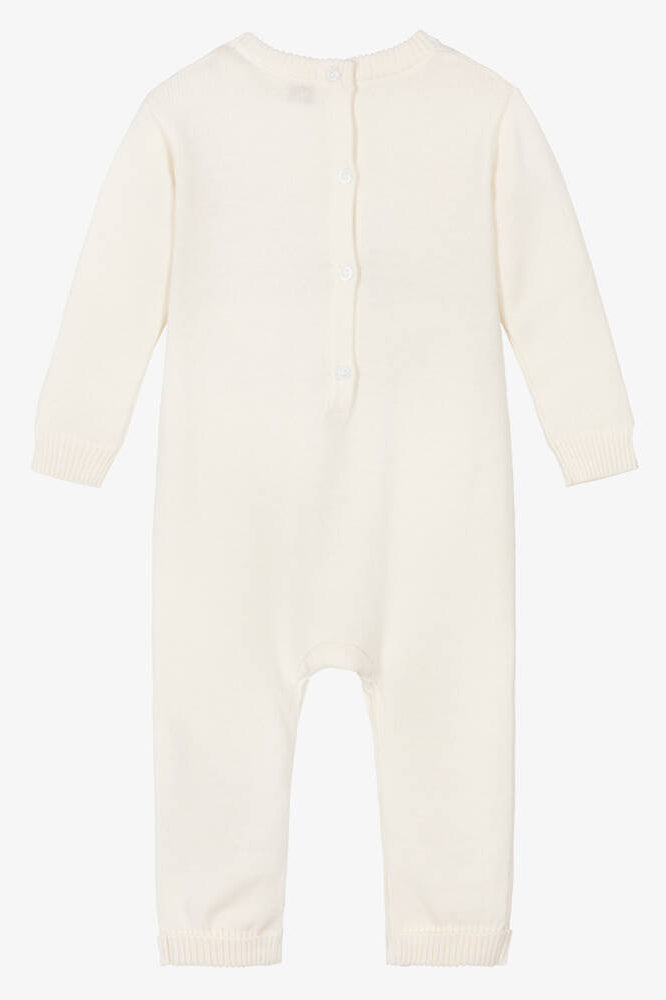 "Sebbie" Ivory Knitted Teddy Bear Romper