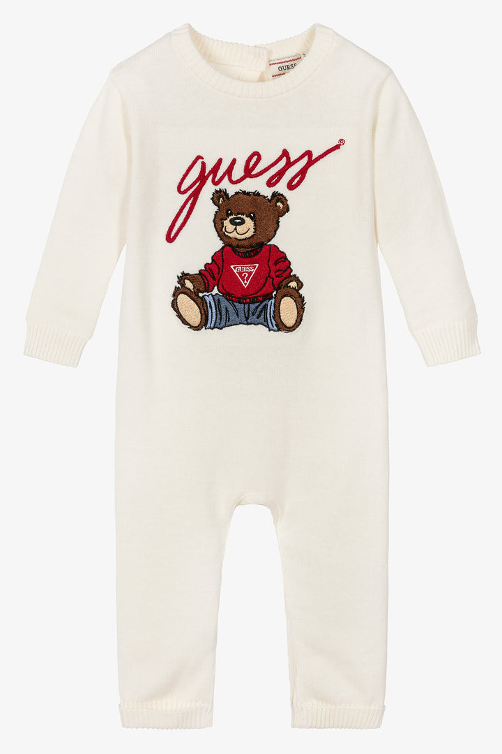 "Sebbie" Ivory Knitted Teddy Bear Romper