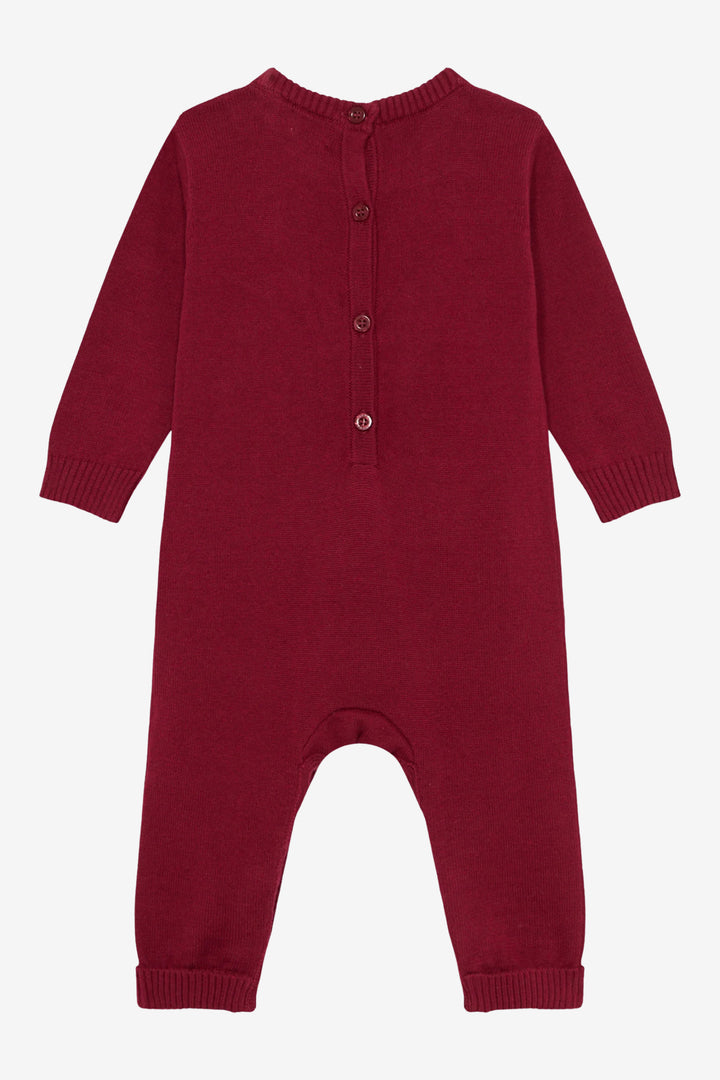 "Sebbie" Burgundy Knitted Teddy Bear Romper