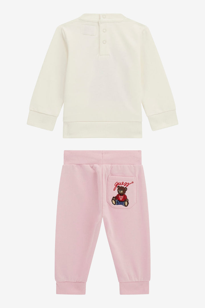 "Remy" Ivory Teddy Bear Sweatshirt & Pink Joggers
