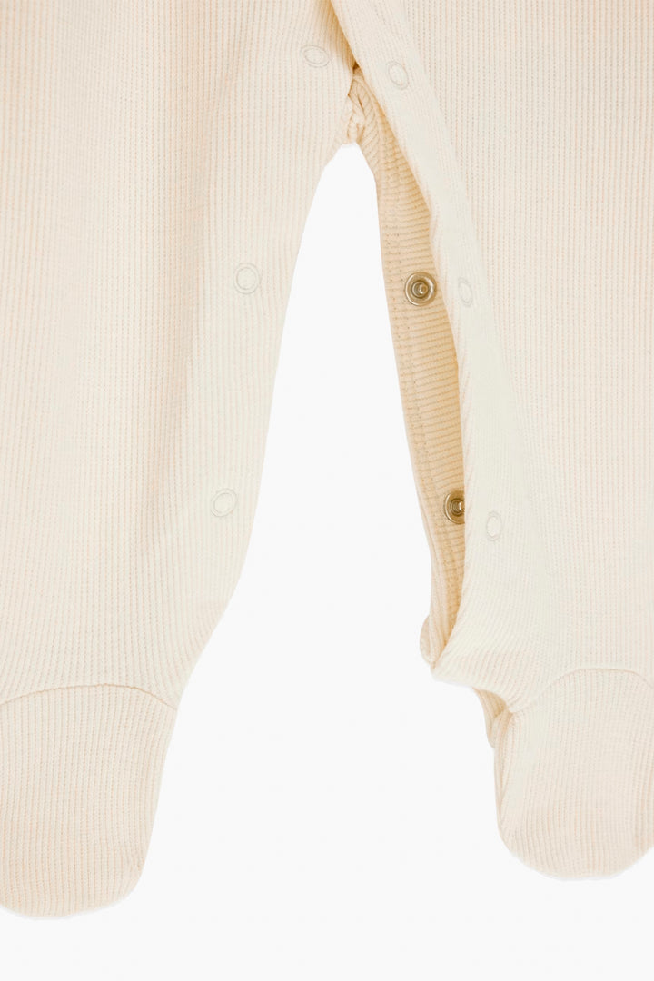 "Beau" Sand Ribbed Teddy Sleepsuit & Hat