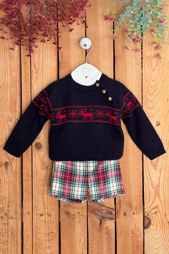 "Brody" Navy & Red 3-Piece Shorts Set