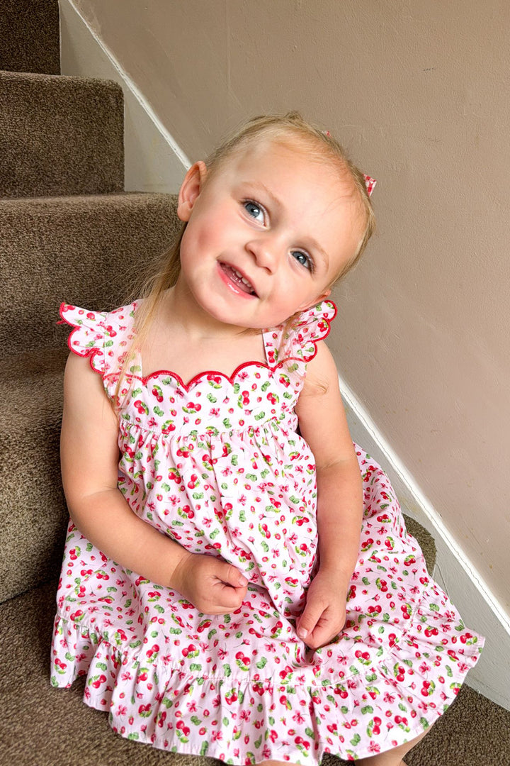 "Maisie" Pink Cherry Dress & Bloomers