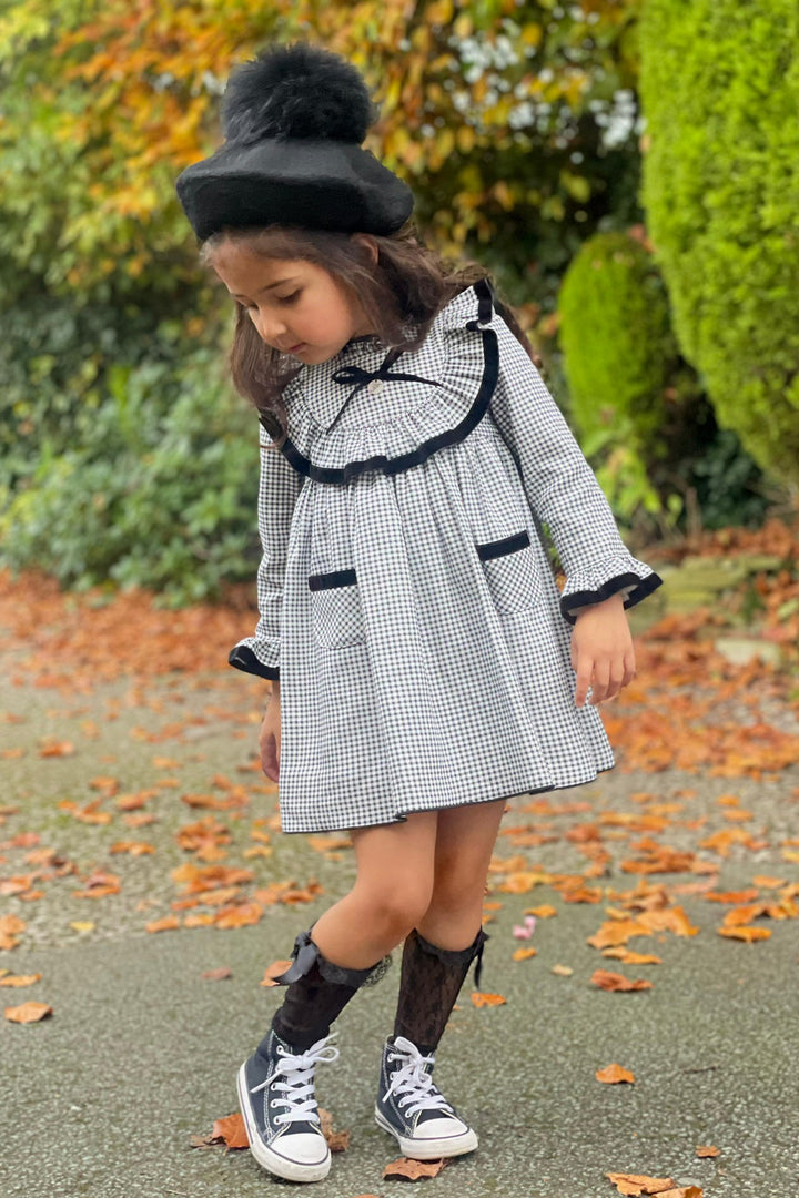 "Nora" Black Gingham Dress