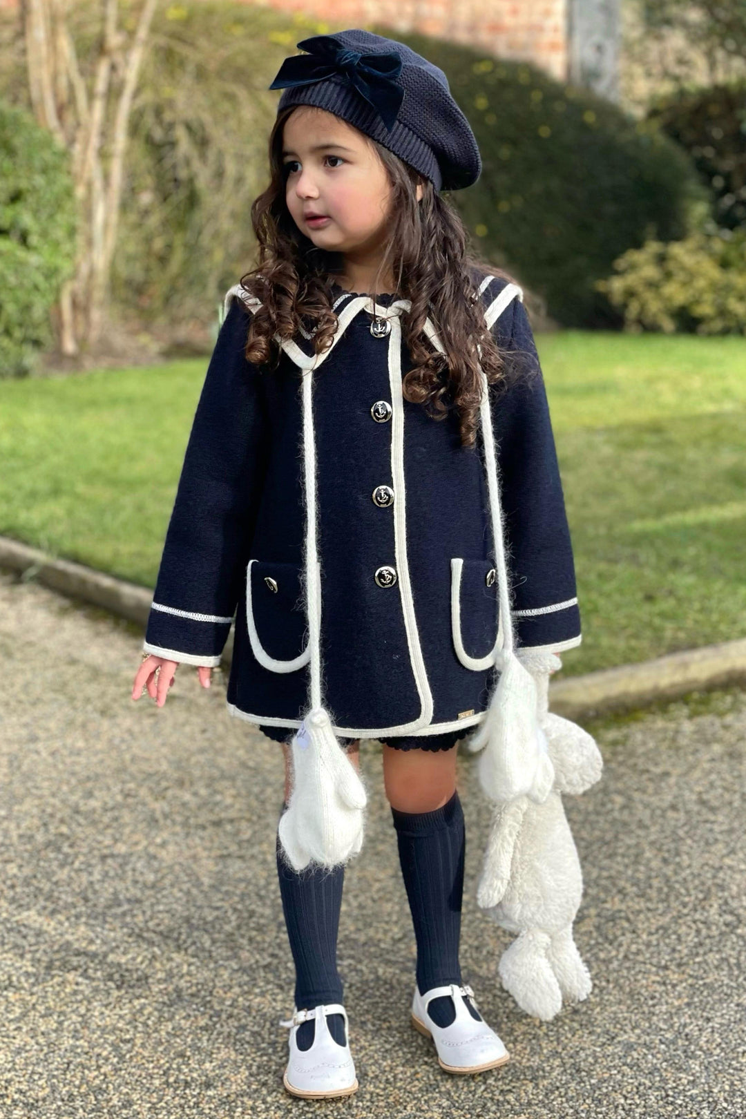 MARAE Kids "Artemis" Navy & Ivory Merino Wool Sailor Jacket | Millie and John