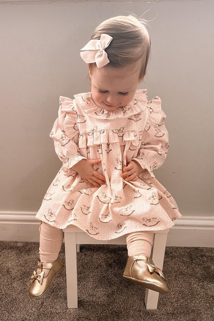 "Katalina" Peach Rocking Horse Dress Set