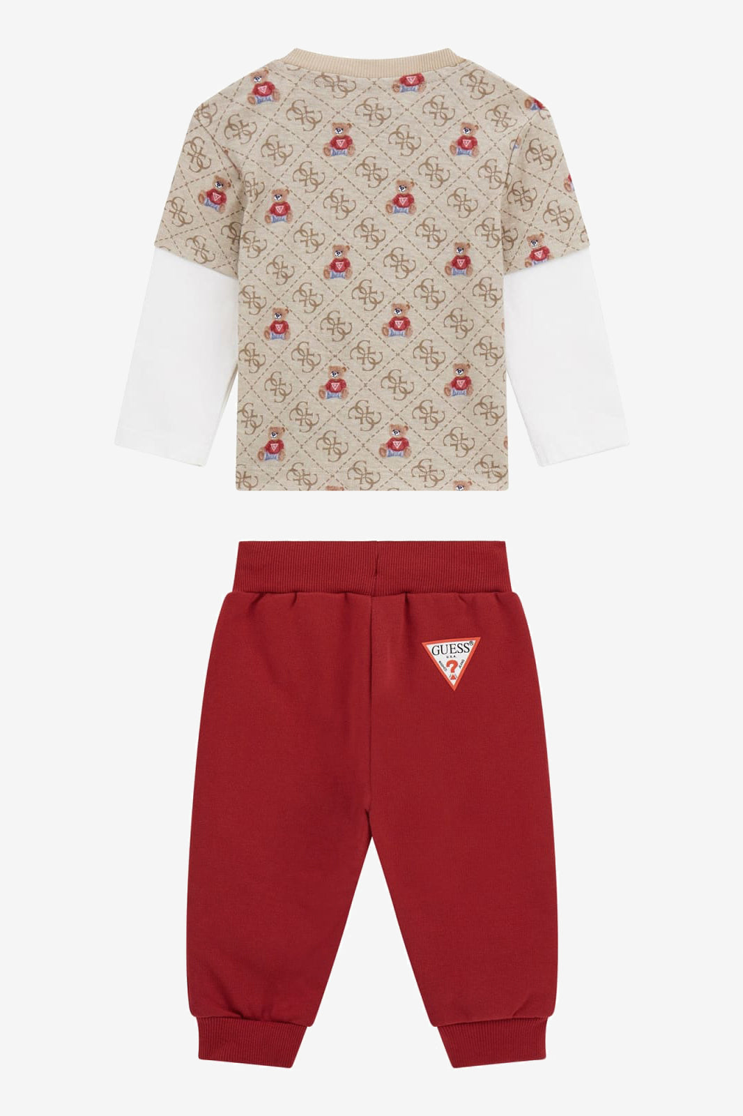 "Bowie" Beige Teddy Monogram Top & Burgundy Joggers