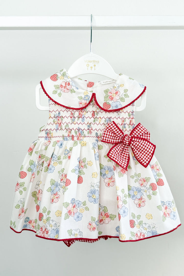 "Blossom" Red Floral Strawberry Dress & Bloomers