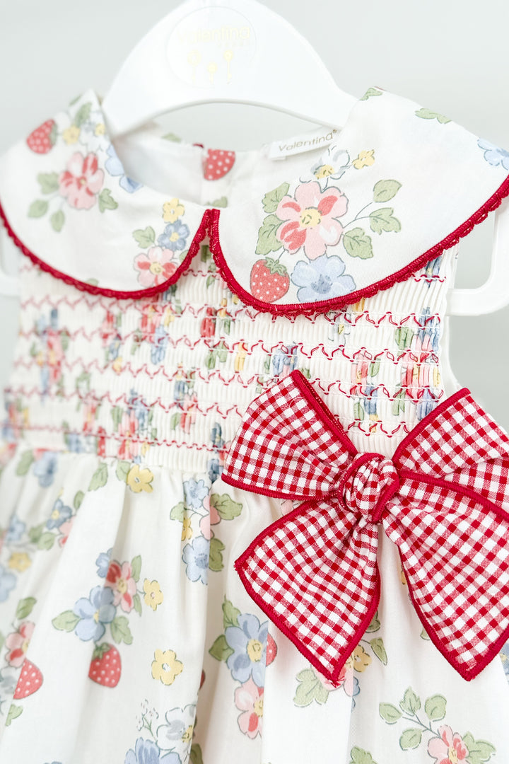 "Blossom" Red Floral Strawberry Dress & Bloomers