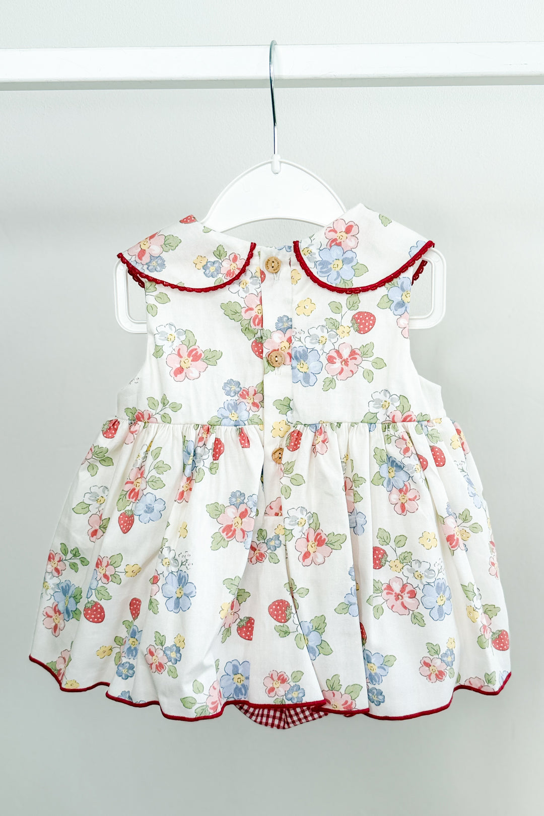 "Blossom" Red Floral Strawberry Dress & Bloomers