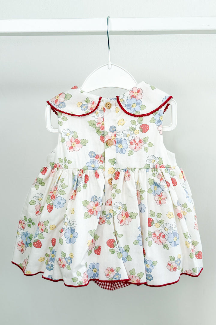 "Blossom" Red Floral Strawberry Dress & Bloomers