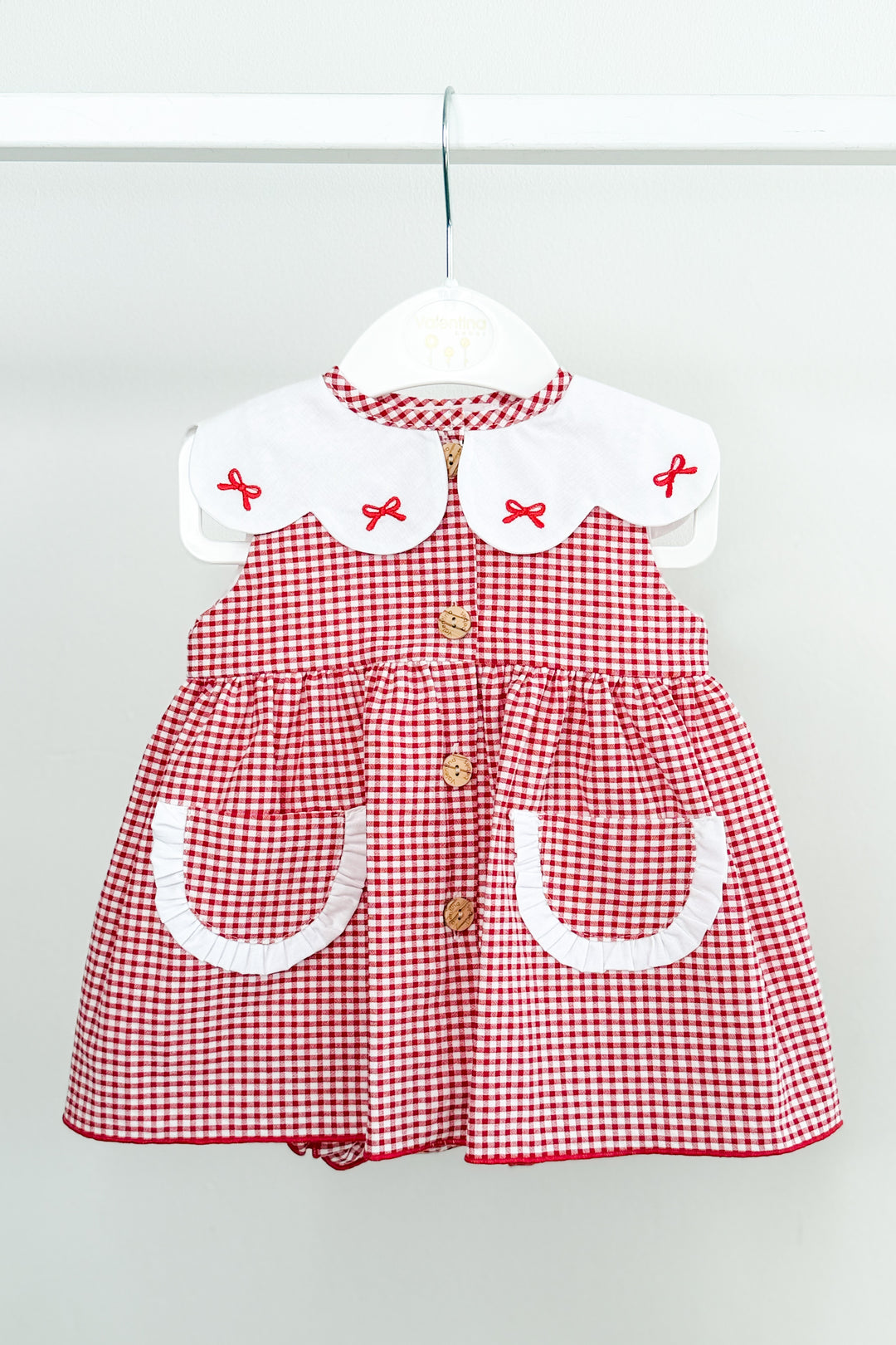 "Dixie" Red Gingham Bow Dress & Bloomers