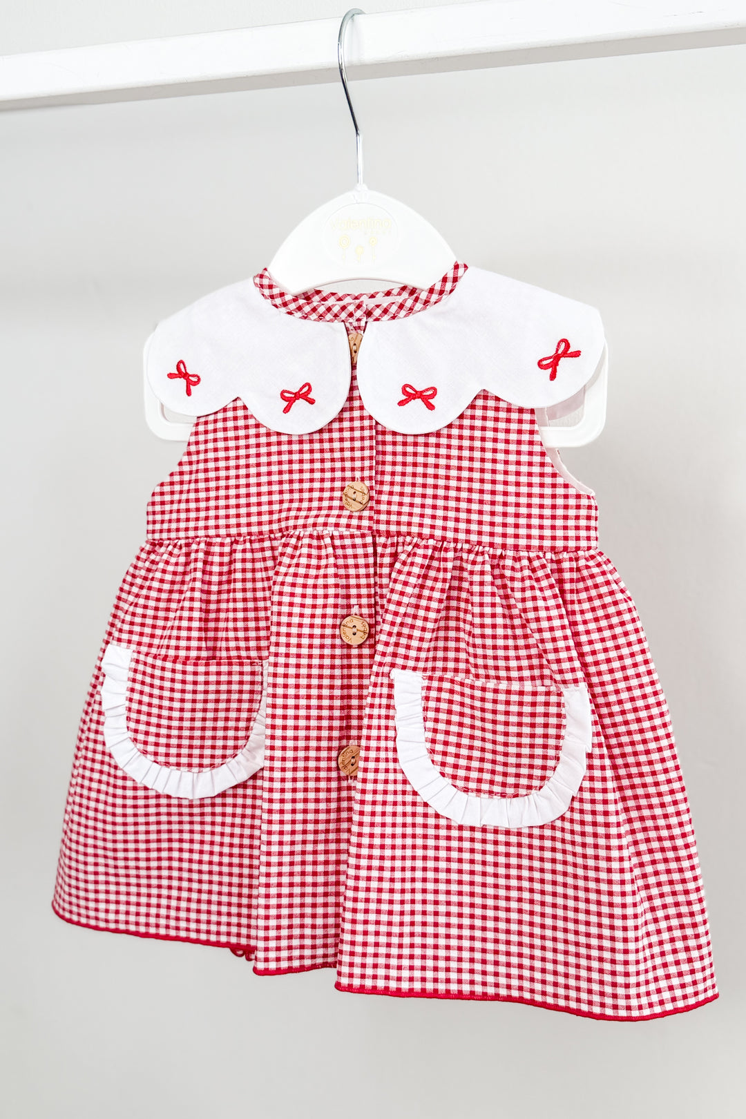 "Dixie" Red Gingham Bow Dress & Bloomers