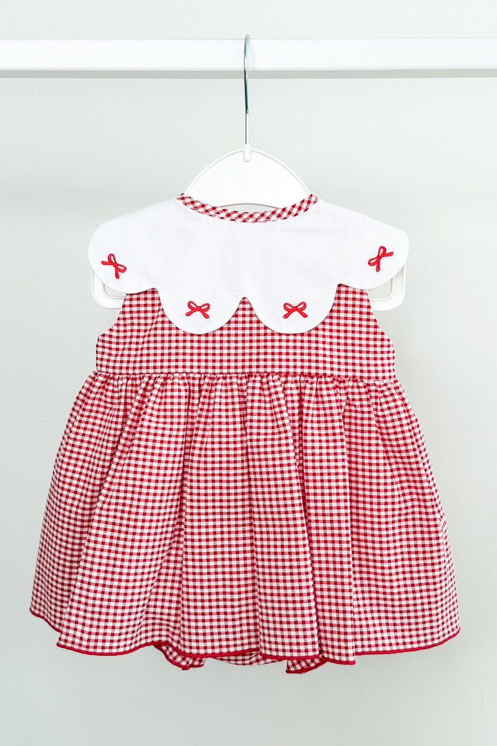 "Dixie" Red Gingham Bow Dress & Bloomers