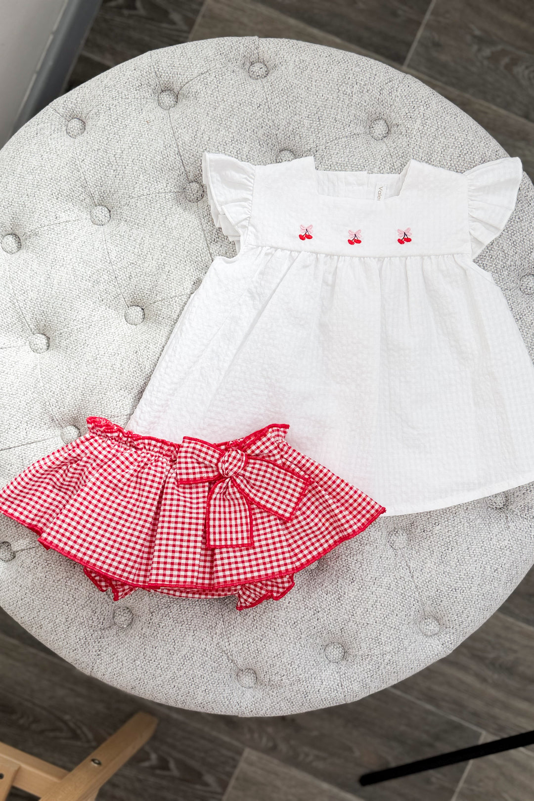 "Minnie" Red Gingham Cherry Blouse & Skort