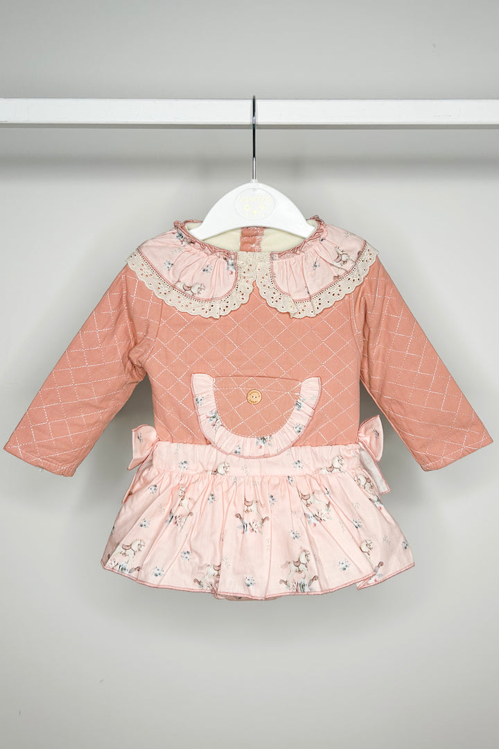 "Lula" Salmon Pink Carousel Pony Top & Skort