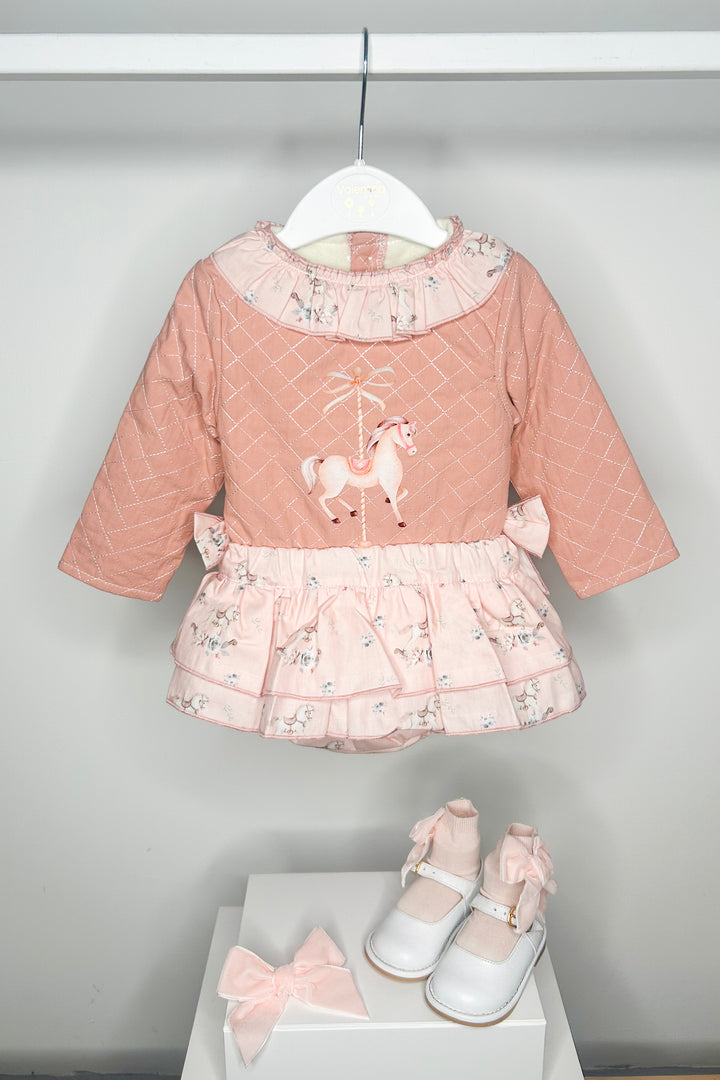 "Mya" Salmon Pink Carousel Pony Top & Skort