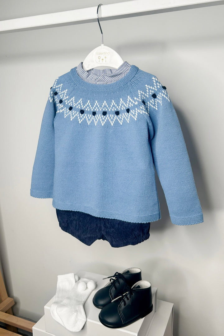 "Quentin" Powder Blue Jumper, Shirt & Shorts