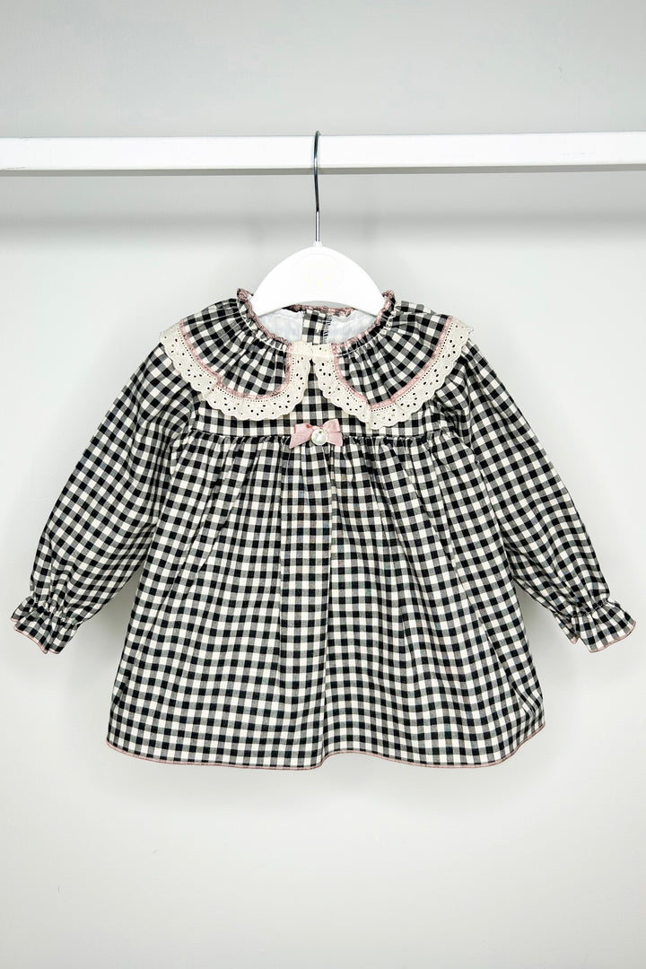 "Posy" Black Gingham Dress Set