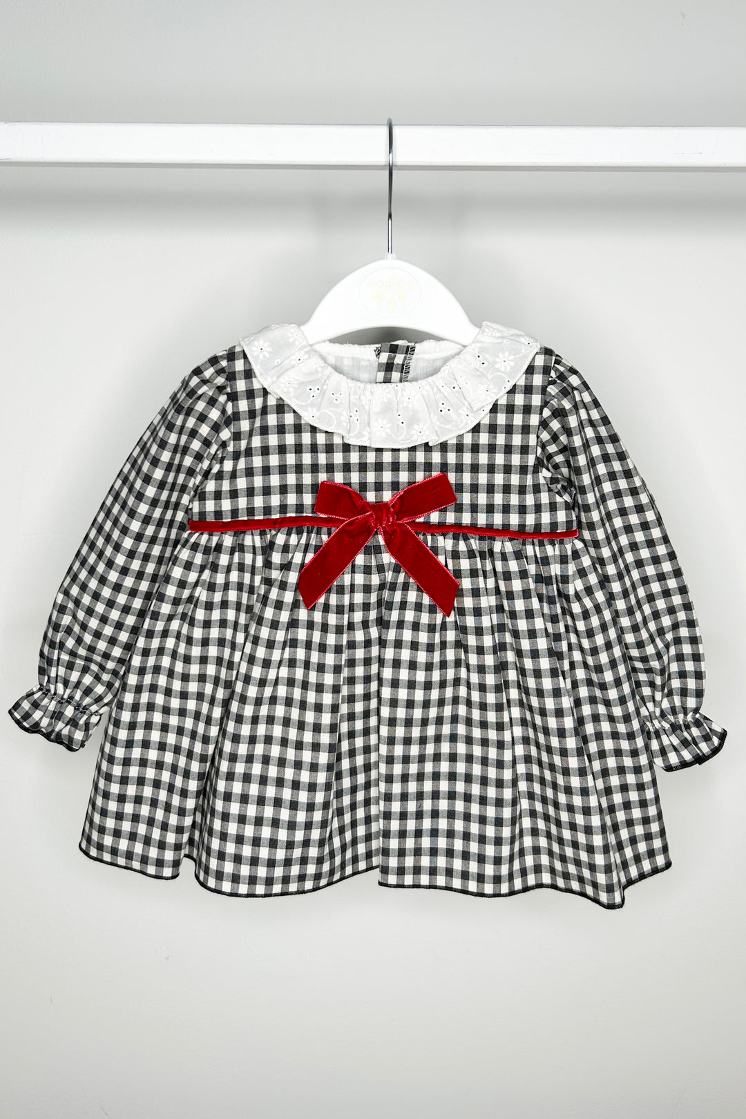 "Adaline" Black Gingham Dress Set