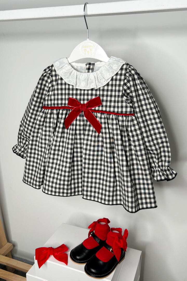 "Adaline" Black Gingham Dress Set