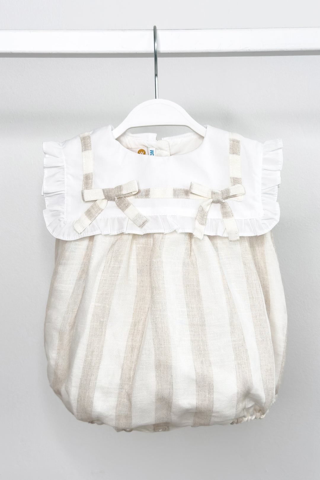 "Isabella" Beige Stripe Romper