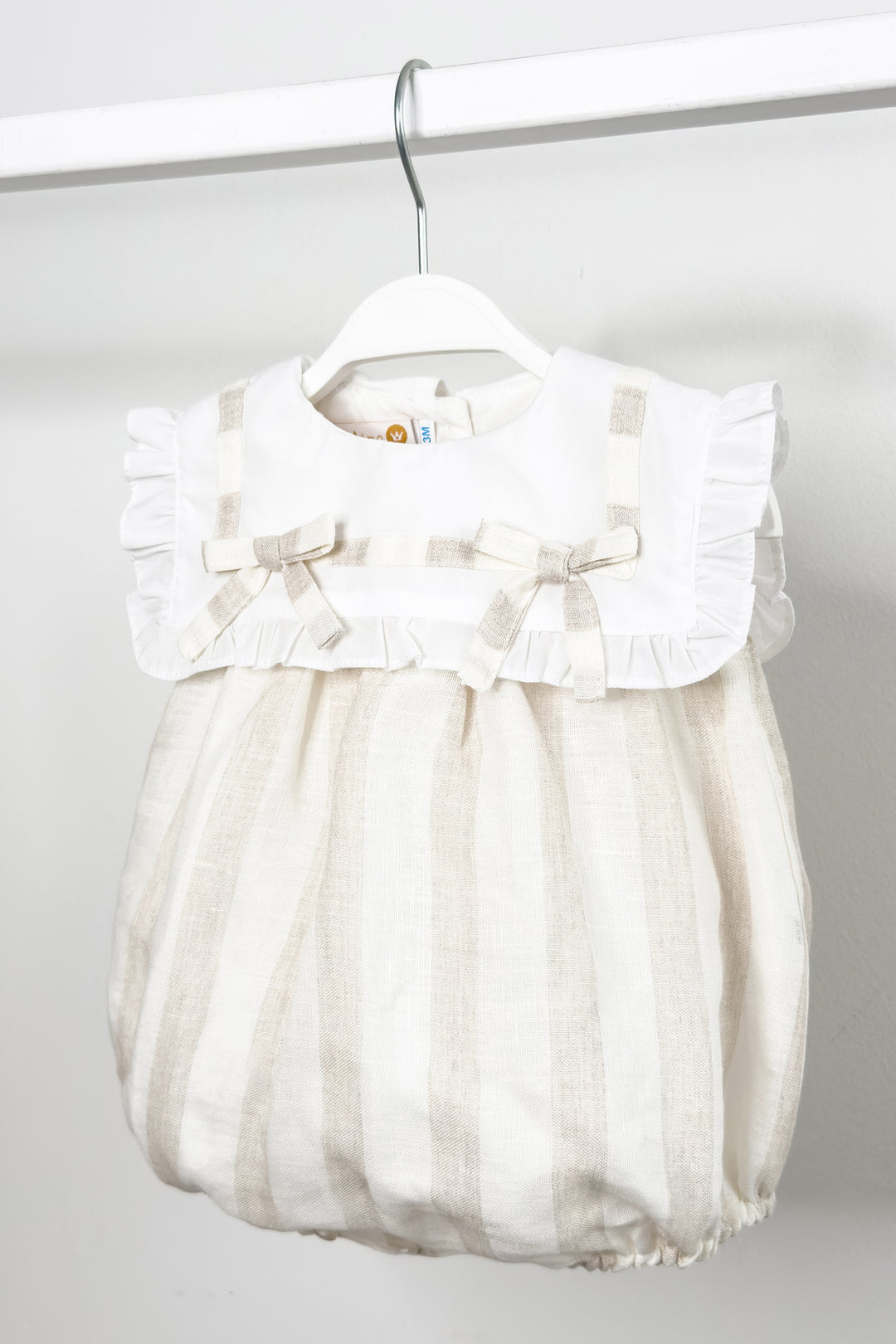"Isabella" Beige Stripe Romper