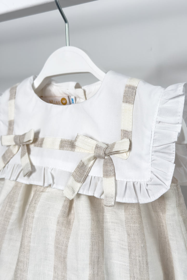 "Isabella" Beige Stripe Romper