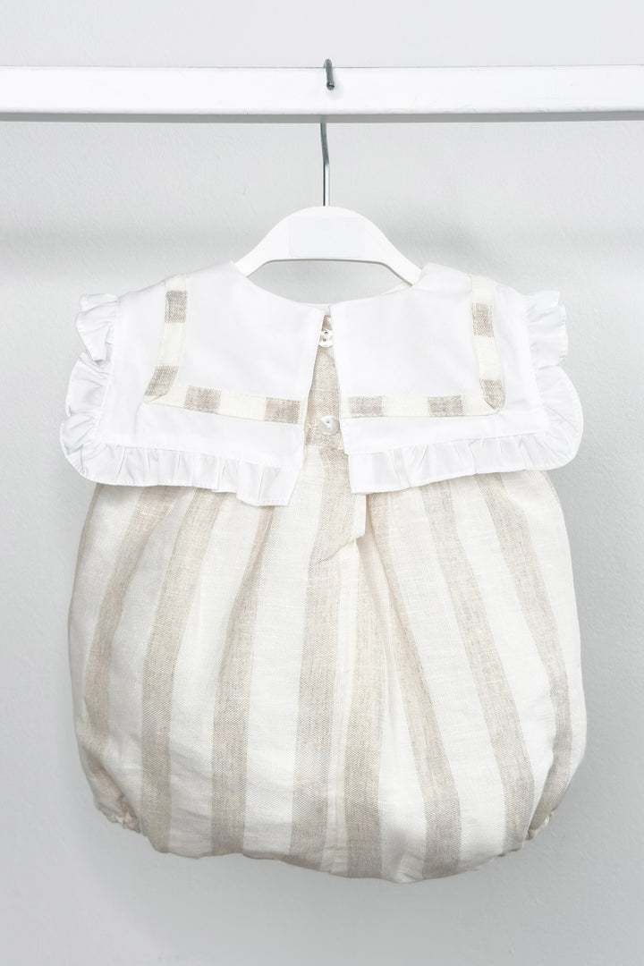 "Isabella" Beige Stripe Romper