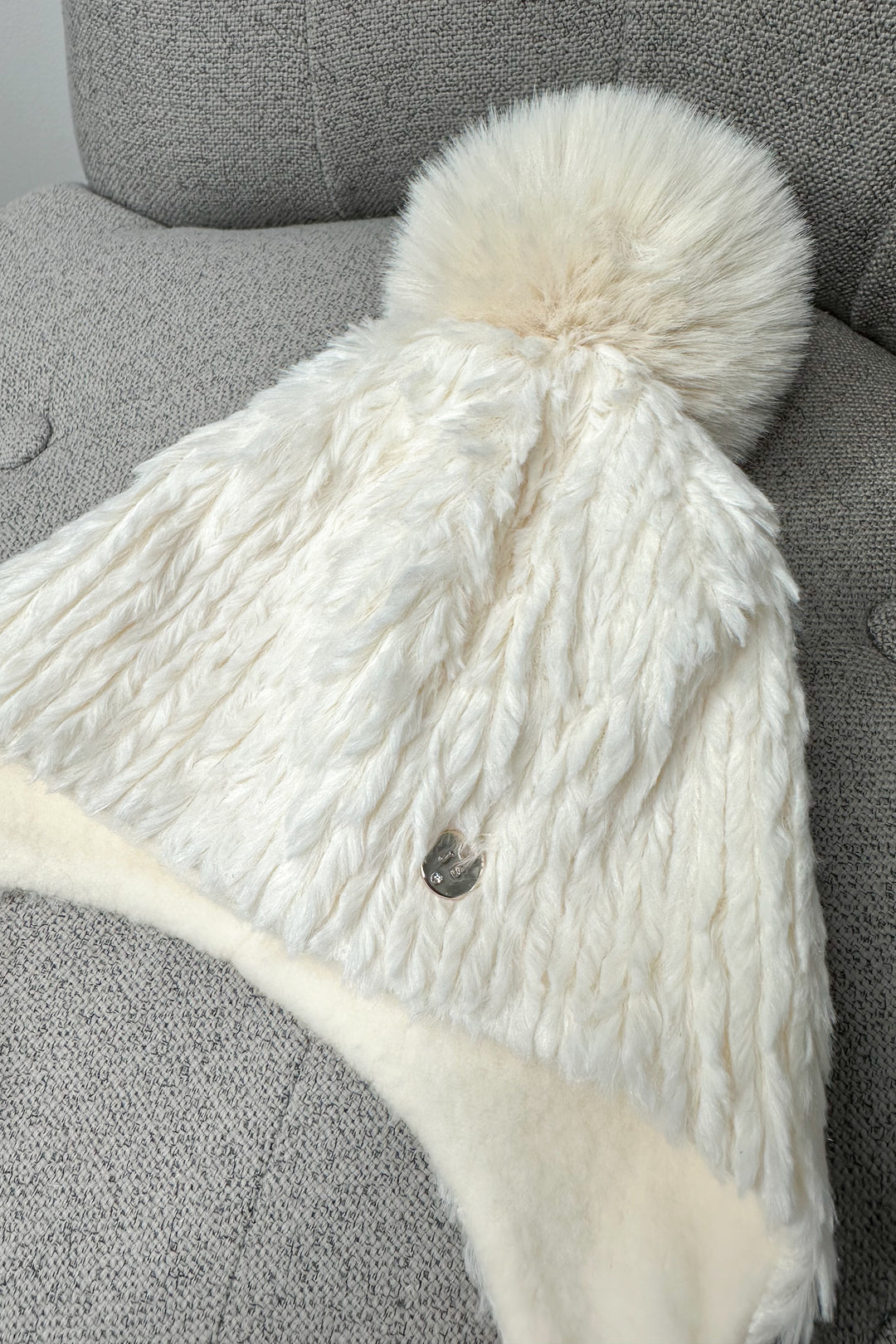 Ivory Faux Fur Triple Pom Pom Hat