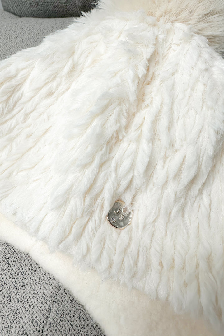 Ivory Faux Fur Triple Pom Pom Hat