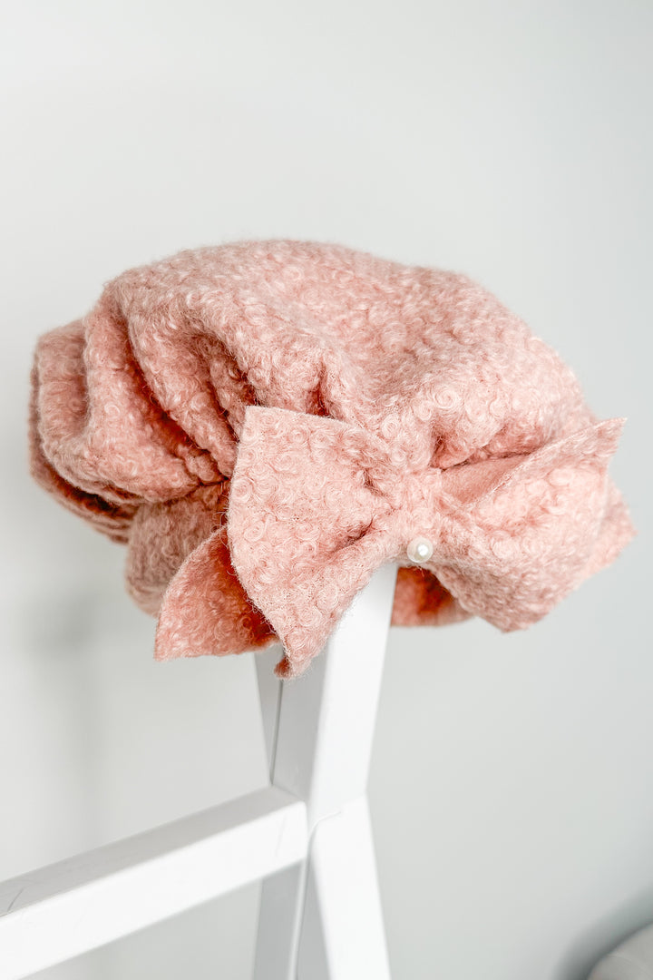 Dusky Pink Bouclé Beret