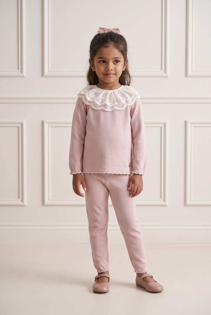 "Elodie" Dusky Pink Fair Isle Knitted Outfit