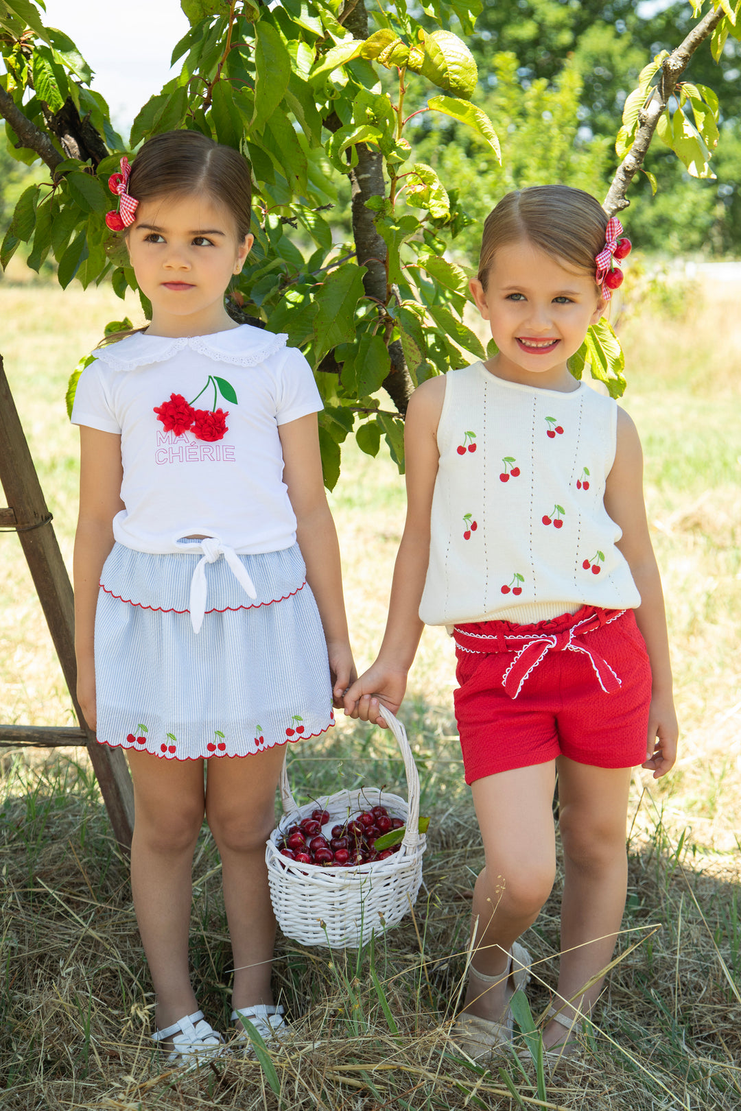 Cream & Red Knit Cherry Top & Shorts