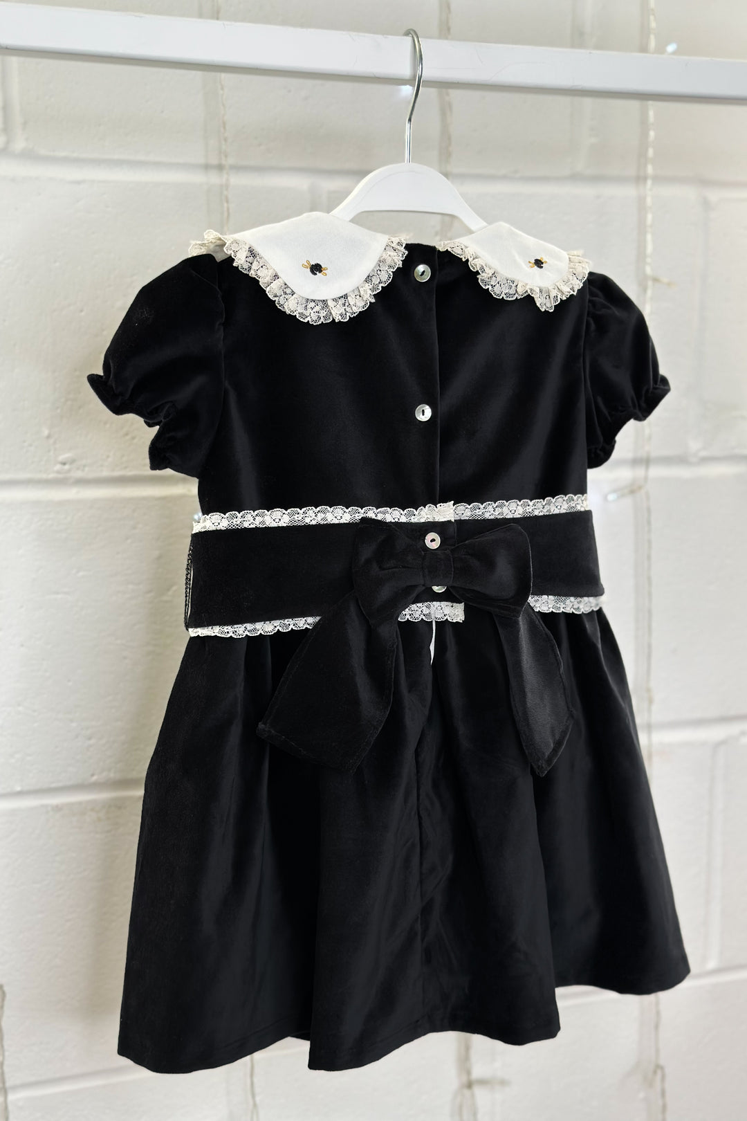 Fofettes "Verity" Black Velvet Embroidered Dress | Millie and John