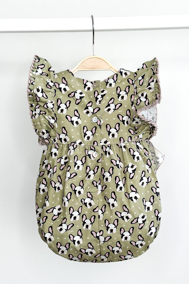 Phi "Cici" Sage Green Frenchie Romper | Millie and John