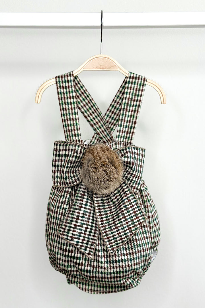 Phi "Leia" Brown & Green Houndstooth Shortie | Millie and John