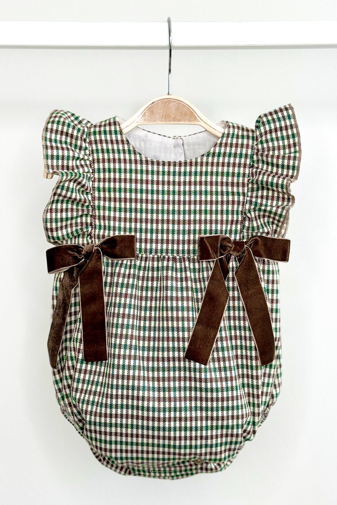 Phi "Fallon" Brown & Green Houndstooth Romper | Millie and John