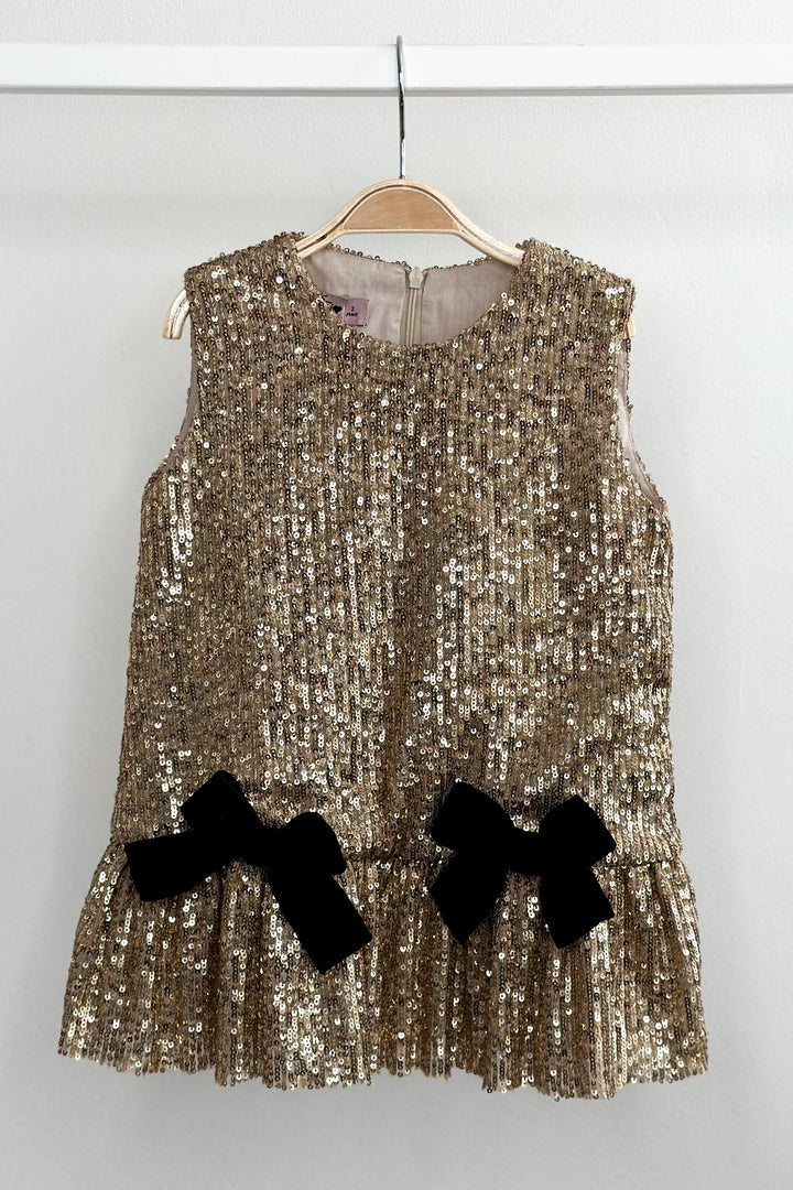 Phi "Ariella" Gold Sequin Shift Dress | Millie and John