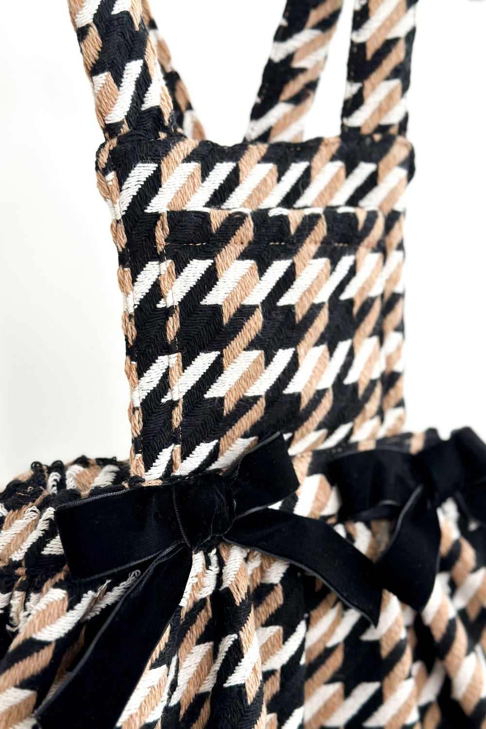 Phi "Harlow" Beige & Black Houndstooth Pinafore Dress | Millie and John