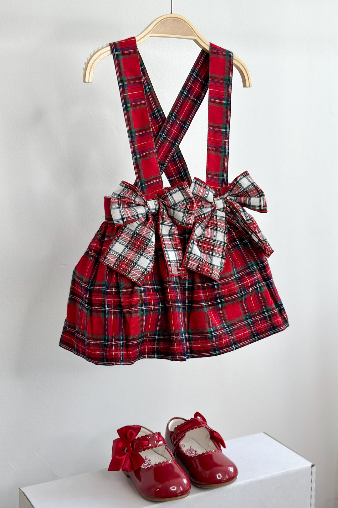 Phi "Nara" Red Tartan Pinafore Skirt | Millie and John
