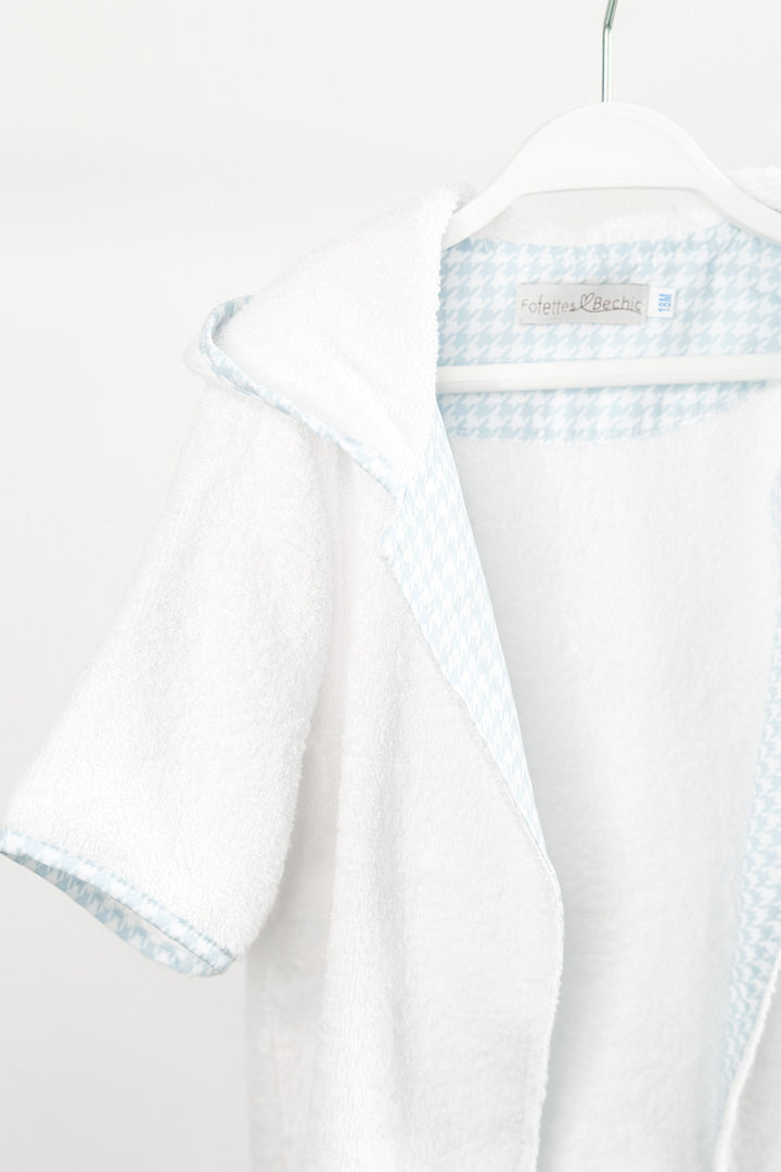 Fofettes "Oakley" Pale Blue Houndstooth Towelling Hoodie | Millie and John